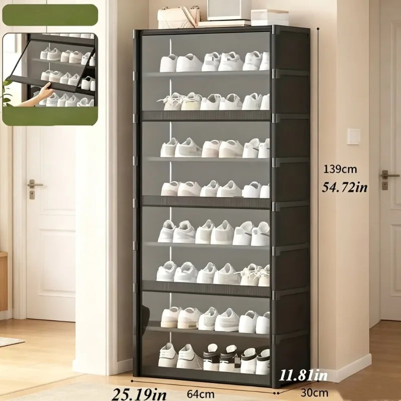 Meuble à chaussures anti-poussière simple sur pied, étagère facile à monter pour dortoir, chambre, maison de location, fournitures d'organisation d'entrée