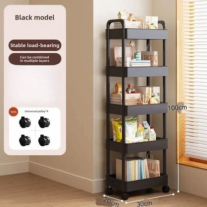 Open Shelf Storage Cart Multifunctional Organizer Rack Book Display Unit Home Decor Kitchen Bedroom Living Room Snack Organizer