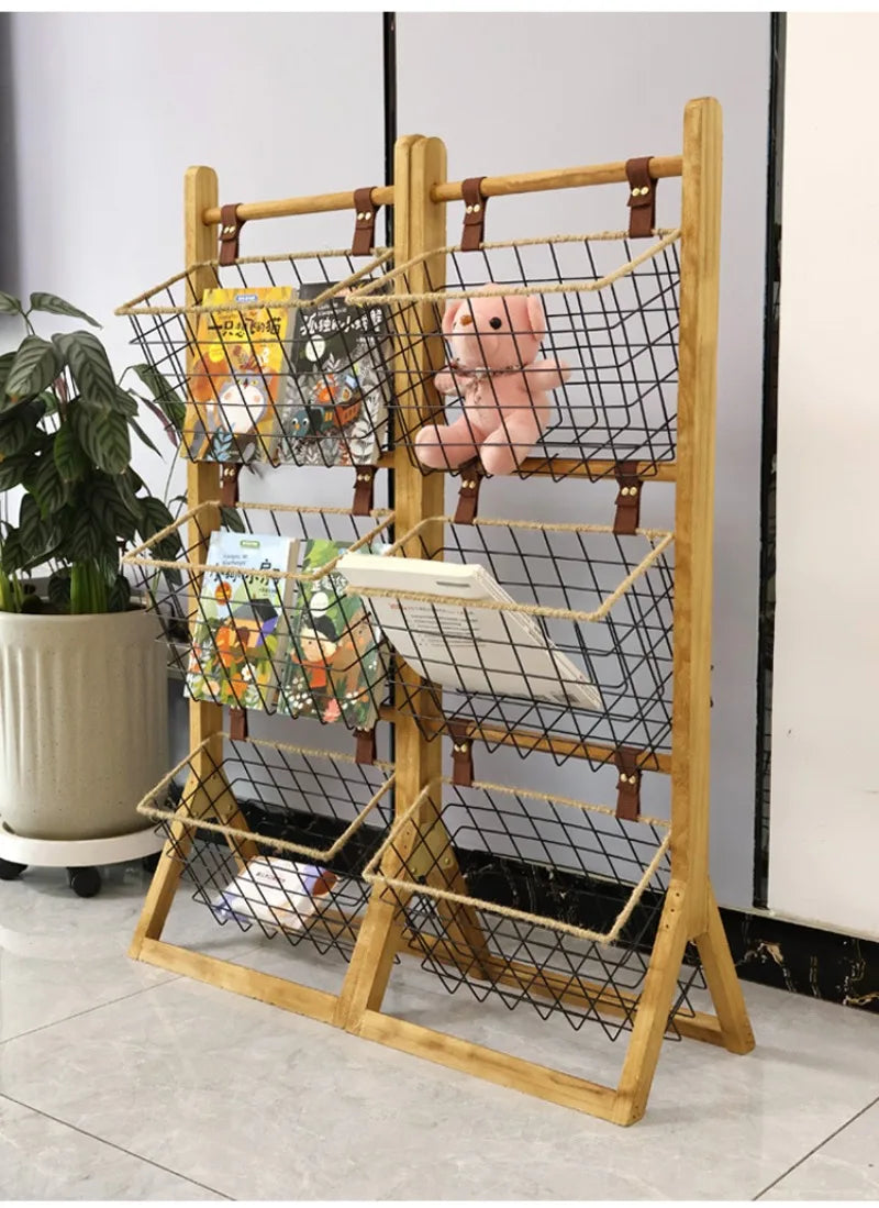 Home Floor Simple Storage Rack Household Living Room Kitchen Multi-functional Storage Shelves Metal Storage Shelves Snack Toys