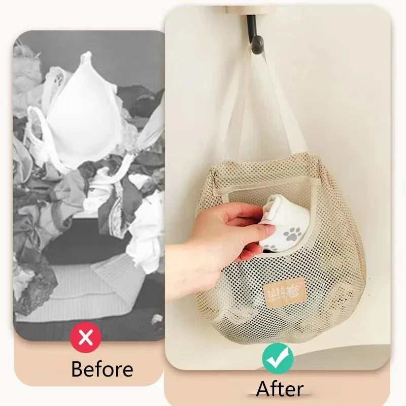Sacs de rangement suspendus en filet, sacs de rangement muraux, sacs de rangement pour armoire, sous-vêtements et chaussettes, paniers de rangement pour légumes et fruits