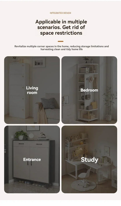 Corner storage cabinet for home use, simple foyer, coat rack, corner wall display cabinet, floor standing bookshelf, bedroom sid