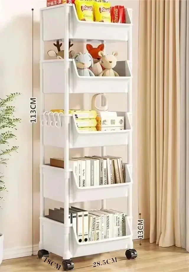 Étagère de Rangement Mobile] Étagère de Rangement Mobile en Plastique avec Roues - Étagère Pratique pour Salon, Chambre à Coucher, Dortoir Amagi