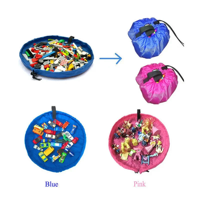 Kids' Toys Storage Bag - Portable Play Mat for Building Blocks, Multifunctional Organizer with Carry Handle, Christmas Gift