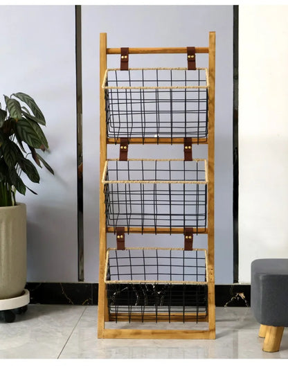 Home Floor Simple Storage Rack Household Living Room Kitchen Multi-functional Storage Shelves Metal Storage Shelves Snack Toys