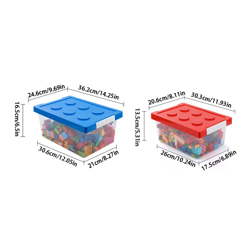 Kids Building Block Storage Box - Stackable Toys Organizer | Holds Books, Stationery, Sundries & Snacks