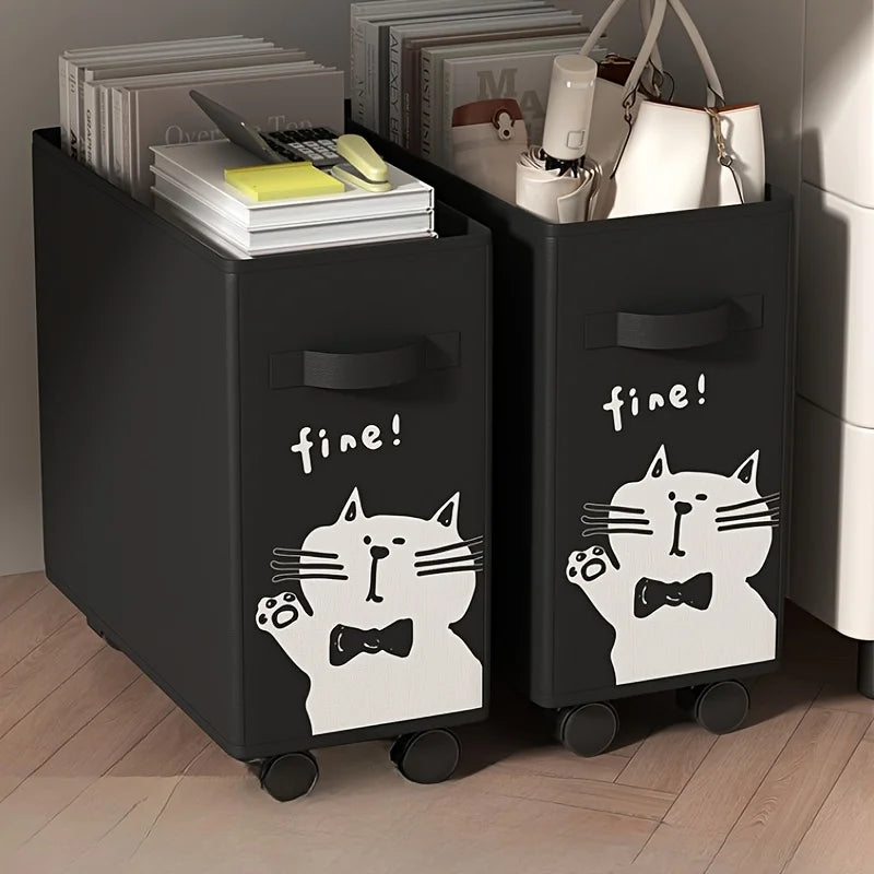Workplace storage basket, desk-under storage rack with wheels, movable storage rack for dormitory floor