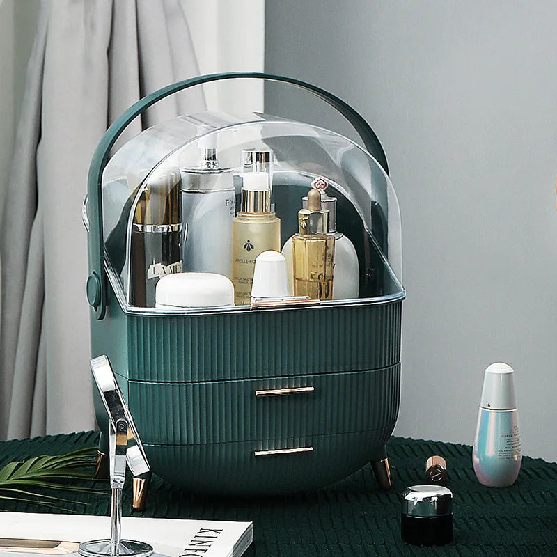 Boîte de rangement pour cosmétiques, grande capacité, étanche à la poussière, pour salle de bain, bijoux, maquillage, produits de soin à domicile, tiroir de rangement pour maquillage