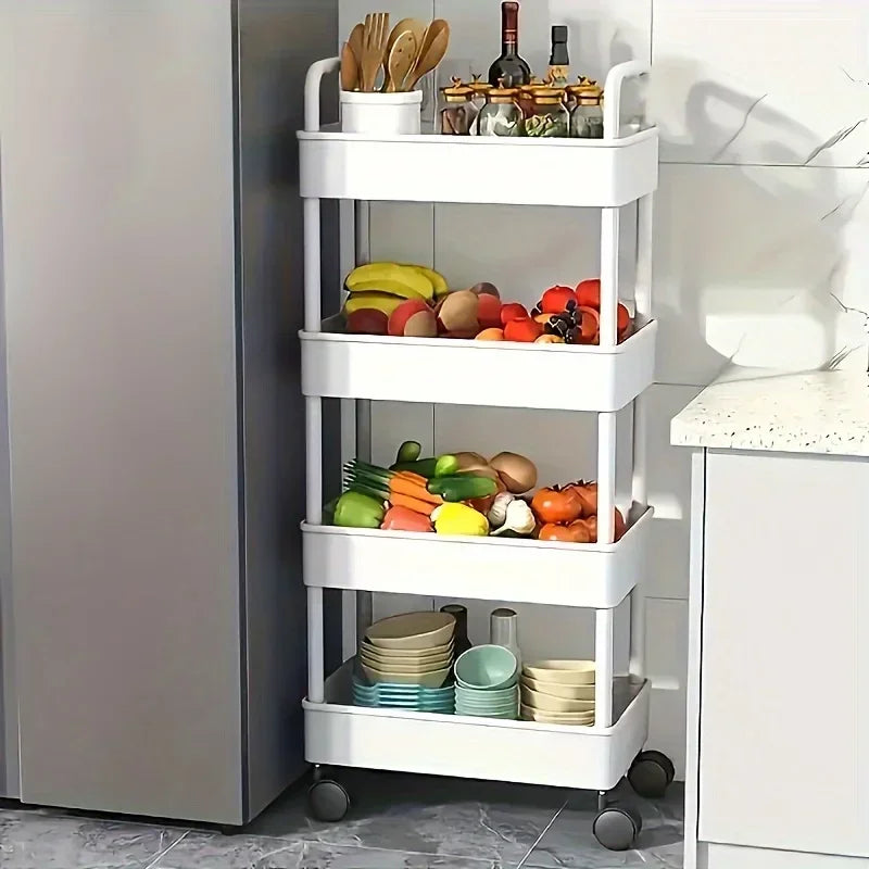 Open Shelf Storage Cart Multifunctional Organizer Rack Book Display Unit Home Decor Kitchen Bedroom Living Room Snack Organizer