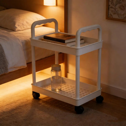 Storage Stand Kitchen Storage Rack 2 Tier With Wheels Space-saving Organizer For Home Athroom Pantry Laundry Dorm Workplace