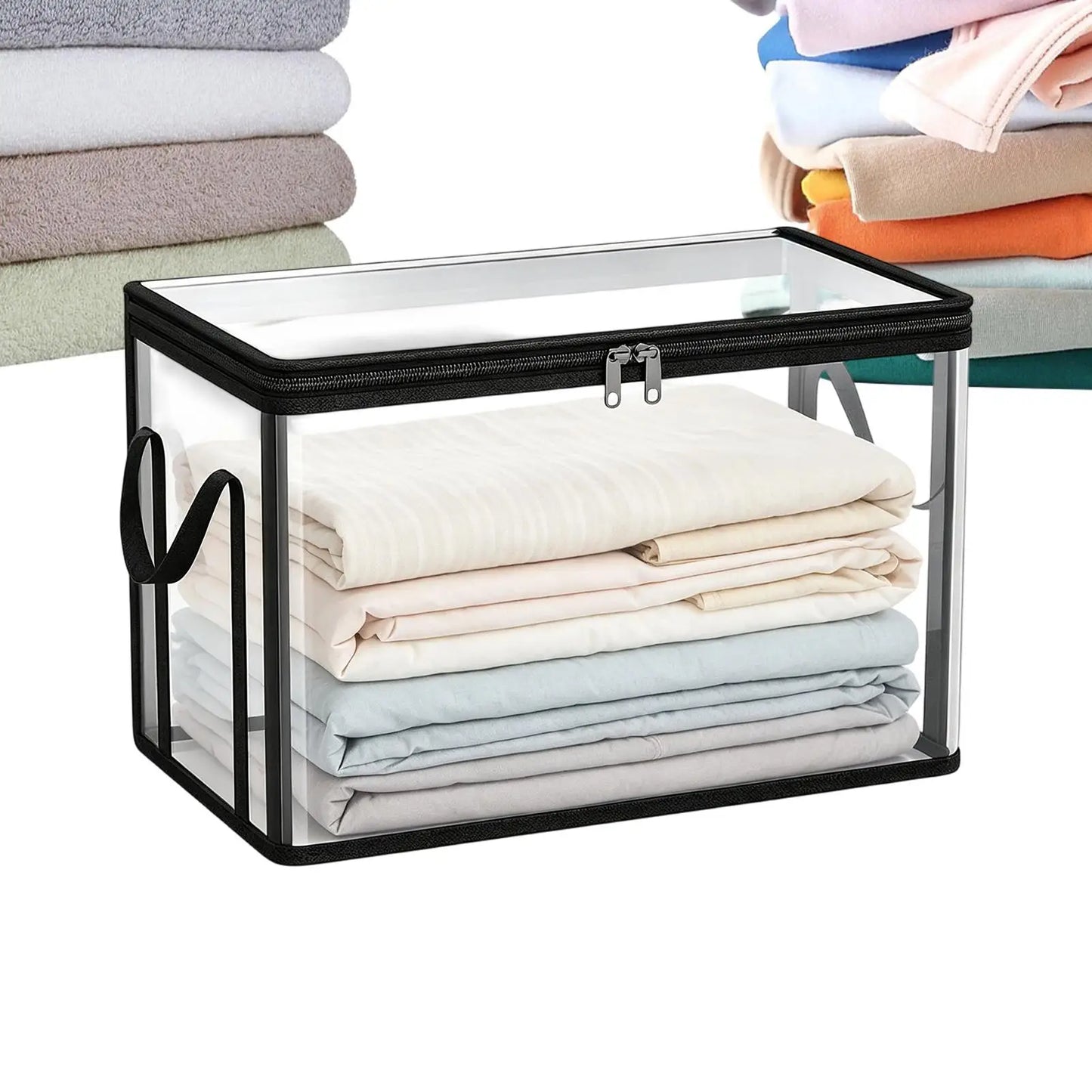 Clear Stackable Storage Boxes Large Capacity Organizer Bins for Books Toys Clothes Snacks, Stackable Design Saves Space ﻿