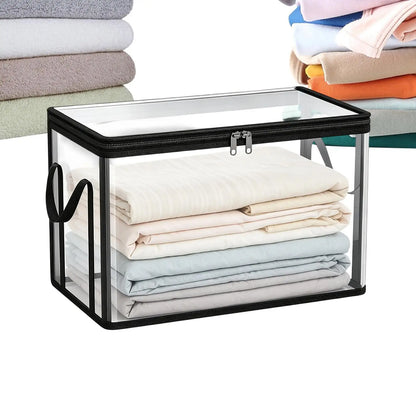 Clear Stackable Storage Boxes Large Capacity Organizer Bins for Books Toys Clothes Snacks, Stackable Design Saves Space ﻿