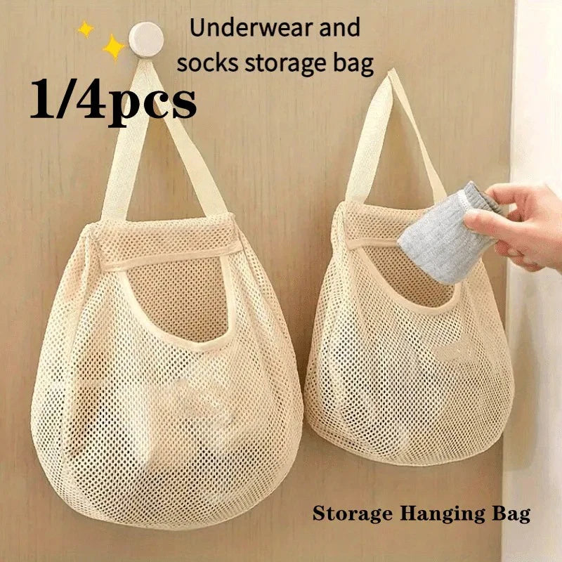 Net Storage Hanging Bags, Wall Storage Bags, Wardrobe, Underwear and Socks Storage Bags, Vegetable and Fruit Storage Baskets