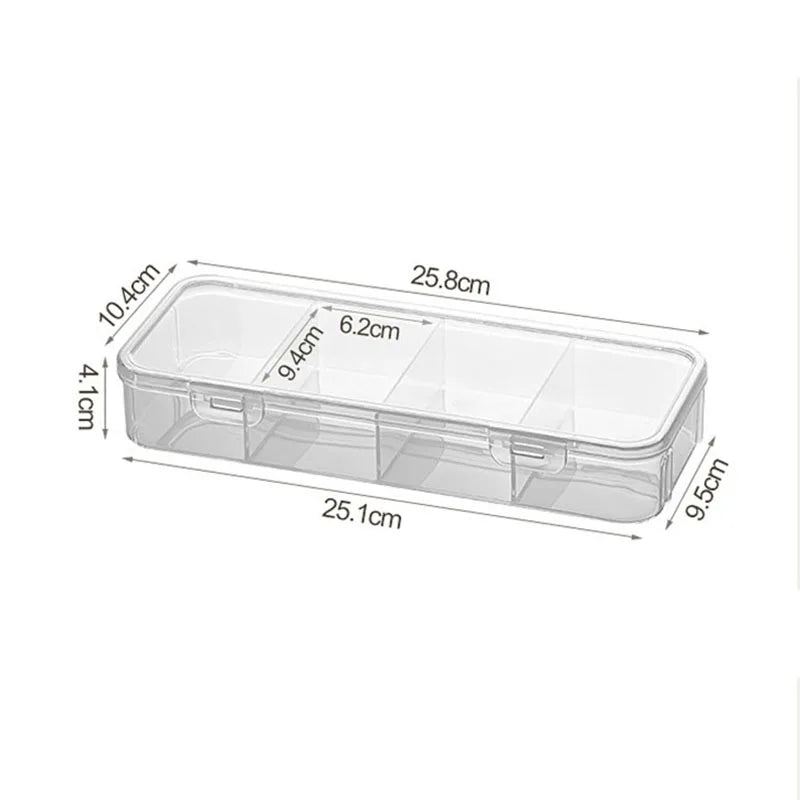 4 Grid Divided Food Storage Box Stackable Fridge Storage Container Fresh-Keeping Kitchen Ginger Garlic Green Onion Organizer Box