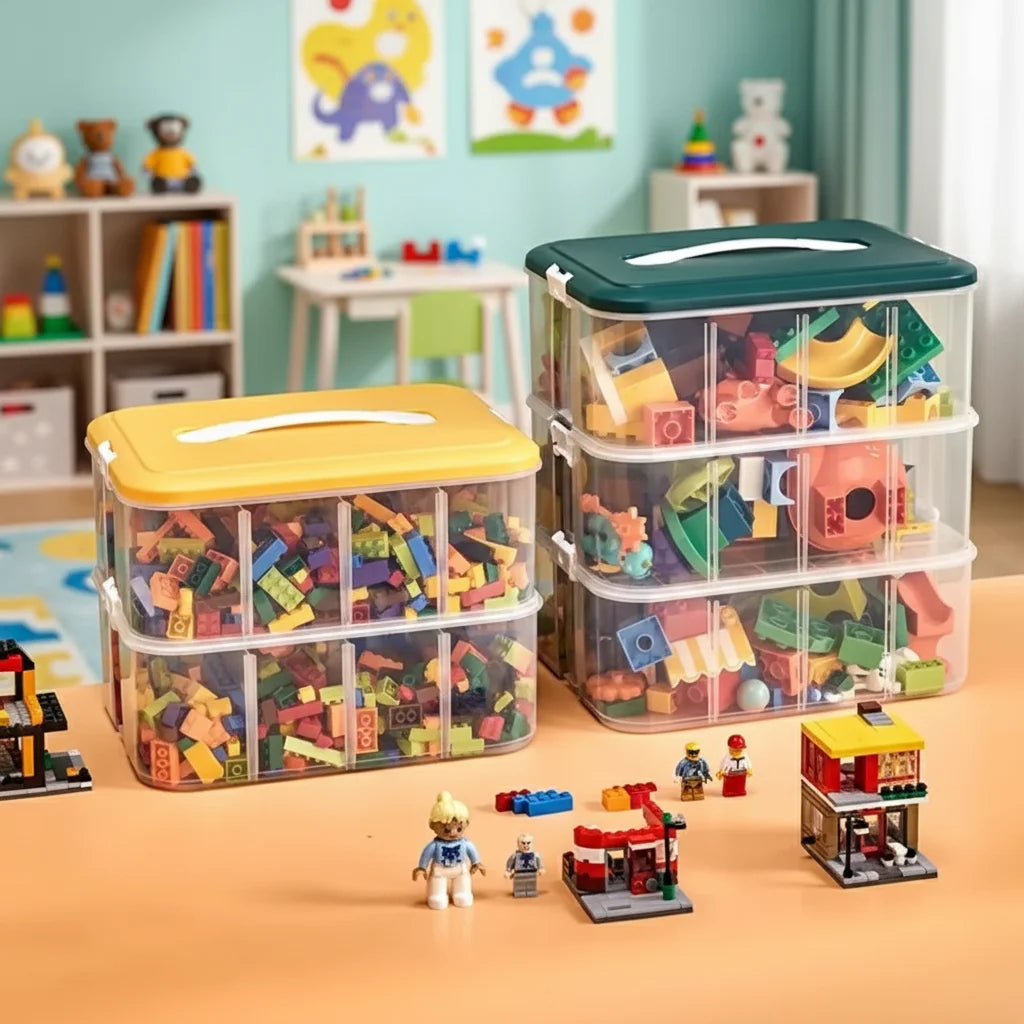 Kids Building Block Storage Box Adjustable Sundries Container Classified Small Storage Container Jewelry Organizer Box
