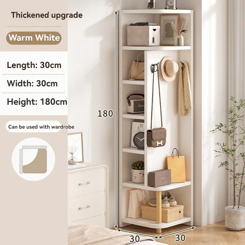 Meuble de rangement d'angle à usage domestique, meuble simple pour entrée, porte-manteau, vitrine murale d'angle, bibliothèque sur pied, chambre à coucher