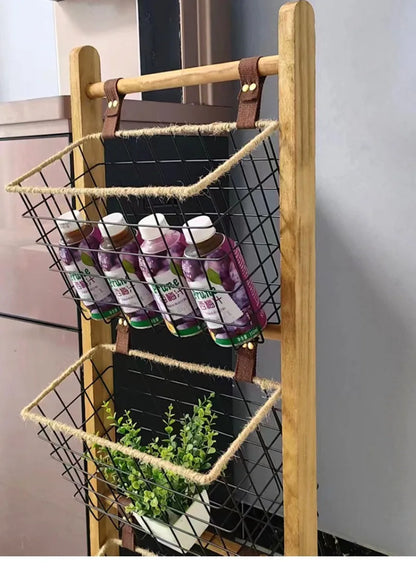 Home Floor Simple Storage Rack Household Living Room Kitchen Multi-functional Storage Shelves Metal Storage Shelves Snack Toys
