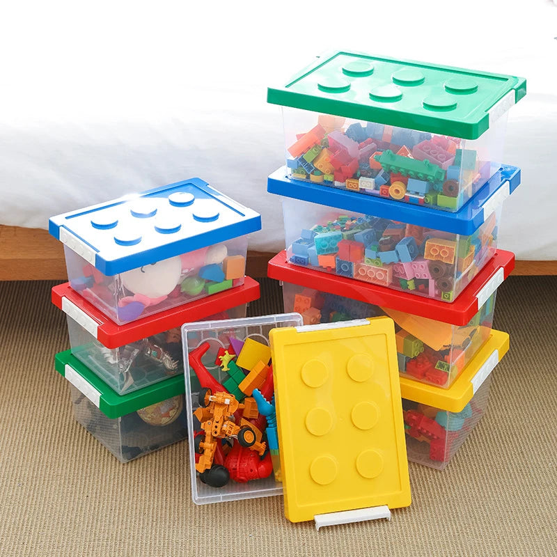 Kids Building Block Storage Box - Stackable Toys Organizer | Holds Books, Stationery, Sundries & Snacks