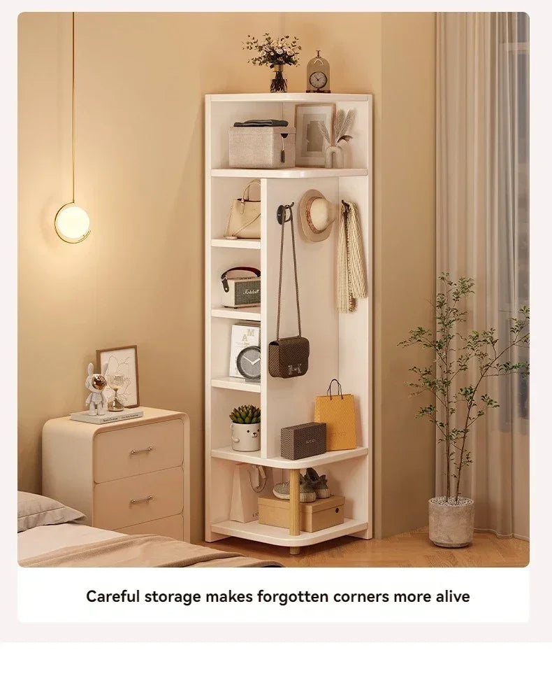 Corner storage cabinet for home use, simple foyer, coat rack, corner wall display cabinet, floor standing bookshelf, bedroom sid