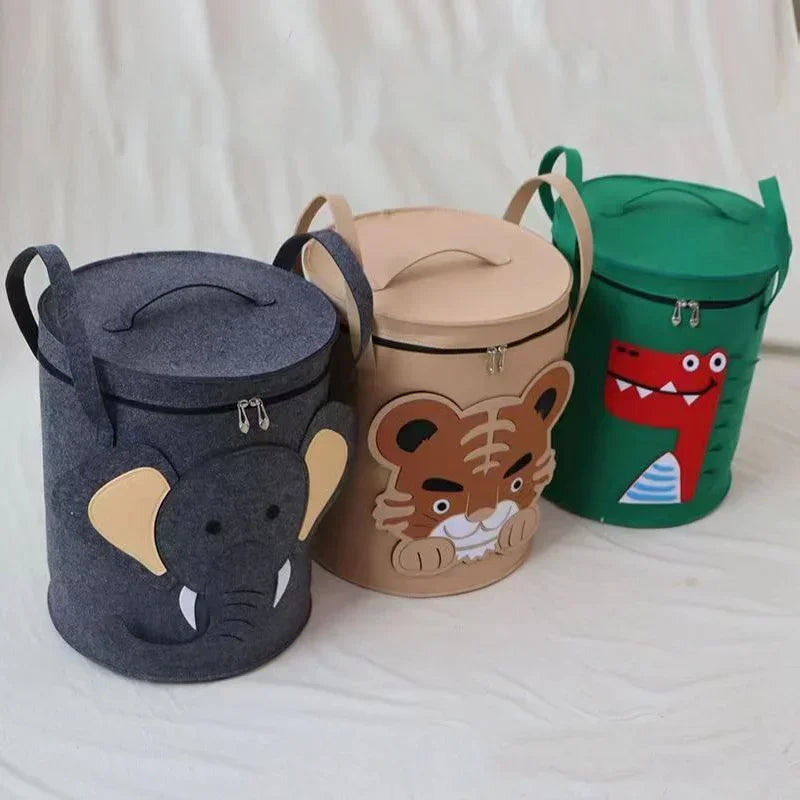 Cartoon Animal Storage Baskets Large Capacity Foldable Toy Organizer Bin with Lid for Kids Room Home Nursery Organization