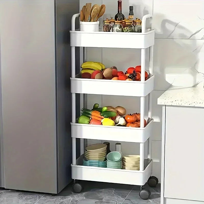 Open Shelf Storage Cart Multifunctional Organizer Rack Book Display Unit Home Decor Kitchen Bedroom Living Room Snack Organizer