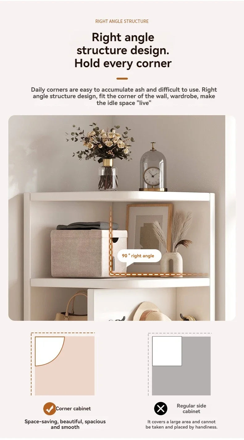 Corner storage cabinet for home use, simple foyer, coat rack, corner wall display cabinet, floor standing bookshelf, bedroom sid
