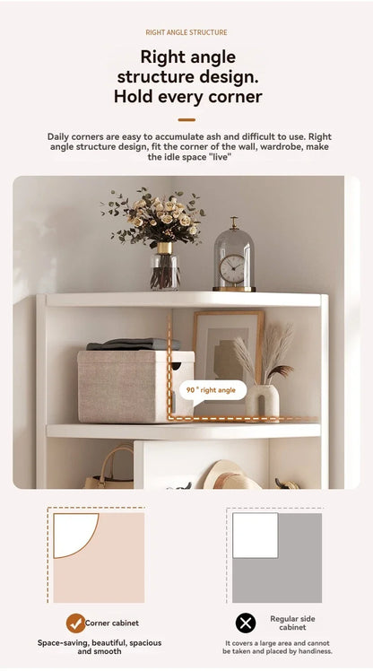 Corner storage cabinet for home use, simple foyer, coat rack, corner wall display cabinet, floor standing bookshelf, bedroom sid