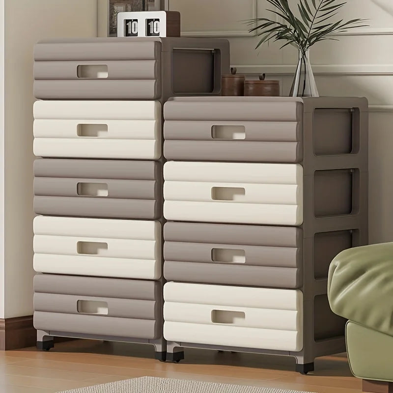 Meuble de rangement blanc à 5 tiroirs - Robuste, coulissement fluide pour l'organisation de placard, bureau, chambre.