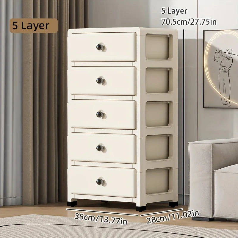 Meuble de rangement blanc à 5 tiroirs - Robuste, coulissement fluide pour l'organisation de placard, bureau, chambre.