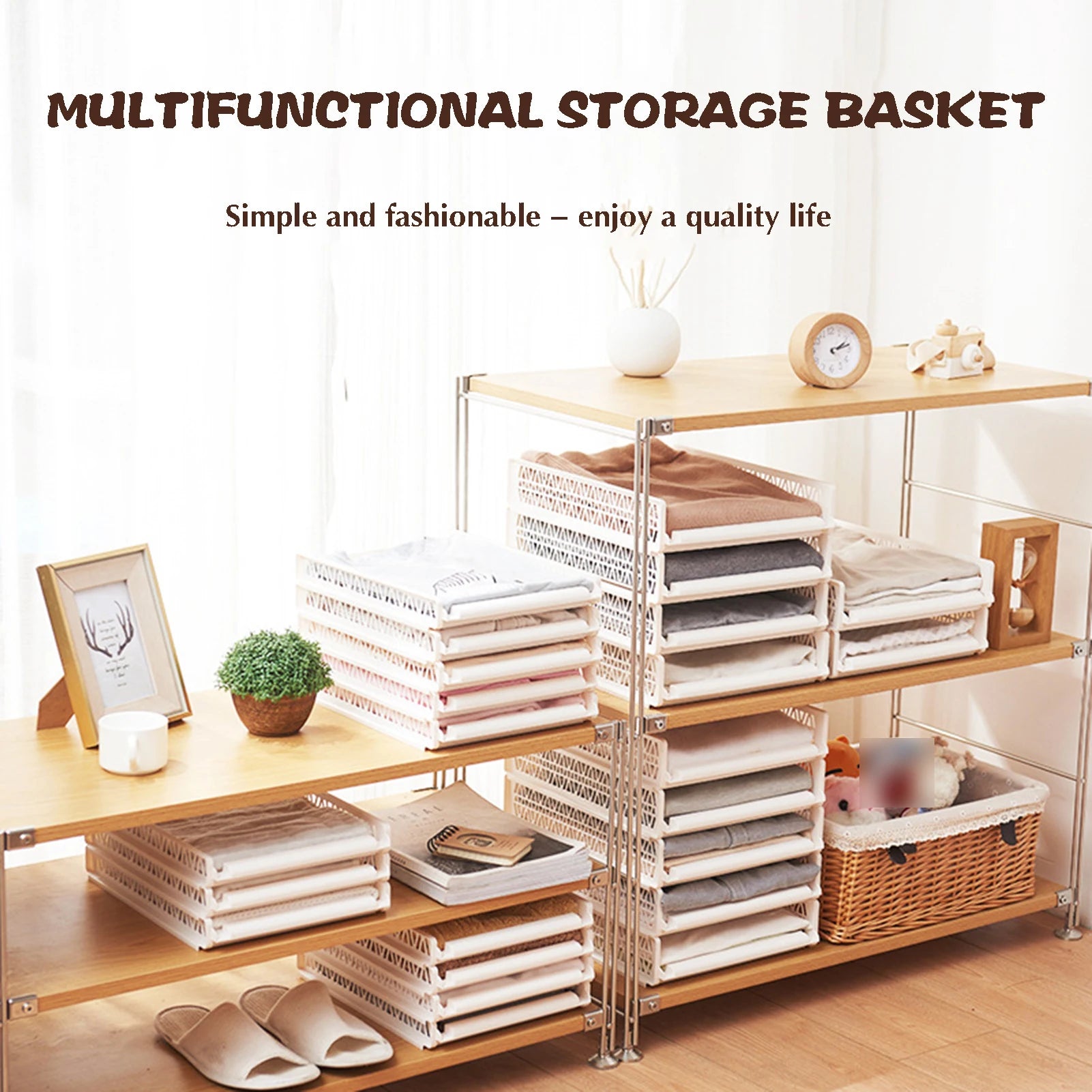 Étagères de rangement pour chambre à coucher, armoire, penderie, séparations de couches, organisateur de tiroirs domestique, boîte de rangement empilable, outil de séparation d'espace