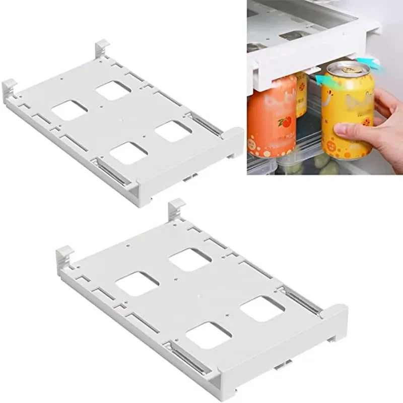 Organisateur de boîte de rangement pour réfrigérateur, organisateur peu encombrant pour canettes, boîte de finition pour canettes de boisson, quatre étuis de rangement pour réfrigérateur et cuisine