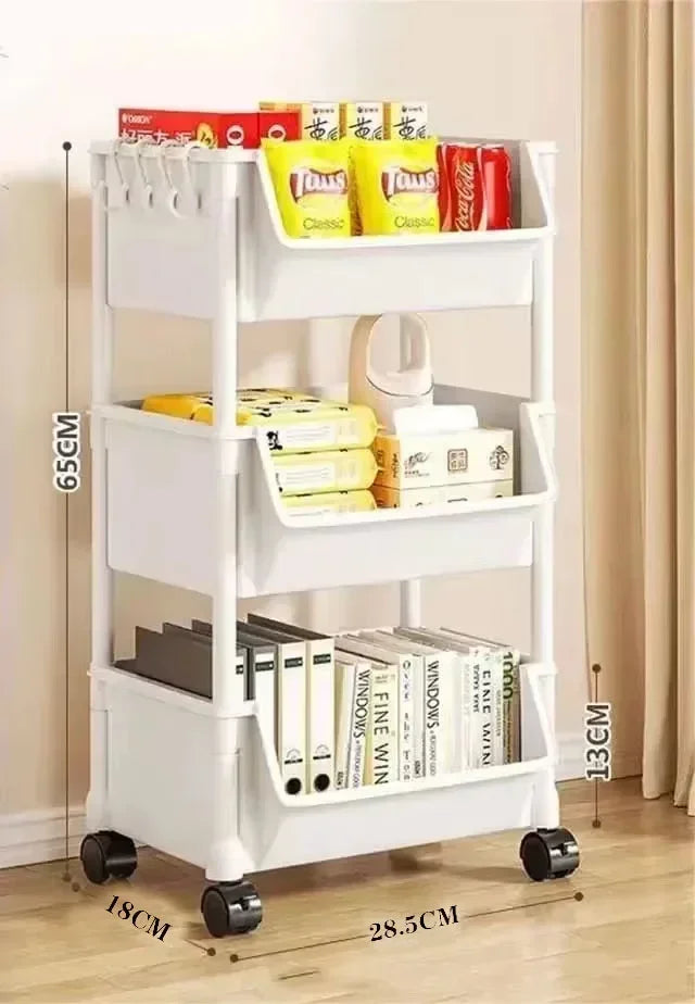 Étagère de Rangement Mobile] Étagère de Rangement Mobile en Plastique avec Roues - Étagère Pratique pour Salon, Chambre à Coucher, Dortoir Amagi