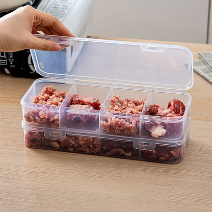 4 Grid Divided Food Storage Box Stackable Fridge Storage Container Fresh-Keeping Kitchen Ginger Garlic Green Onion Organizer Box