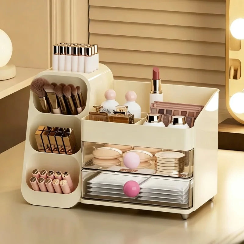Boîte de rangement de cosmétiques, coiffeuse à domicile, rangement haut de gamme, grande et multifonctionnelle, compartimentée, pratique, nouvelle arrivée.