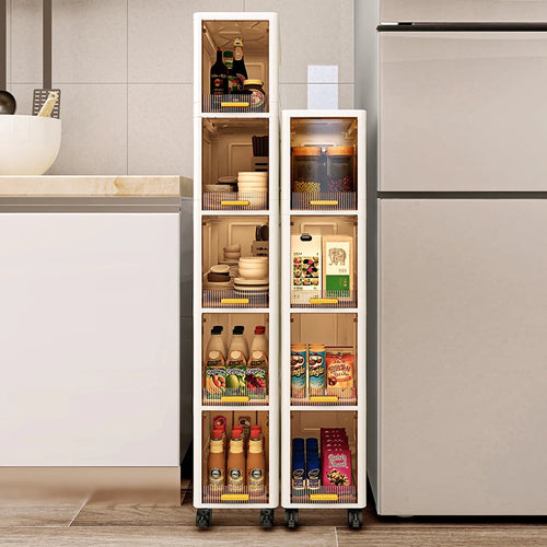 Meuble de rangement étroit de 20 cm, organisateur roulant fin à 3/4/5 niveaux avec roues, étagère peu encombrante Blanc de rangement polyvalent