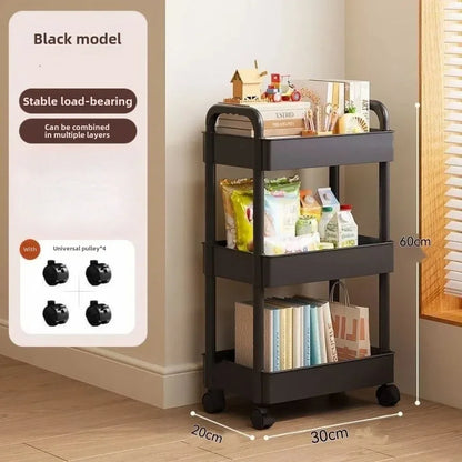 Open Shelf Storage Cart Multifunctional Organizer Rack Book Display Unit Home Decor Kitchen Bedroom Living Room Snack Organizer