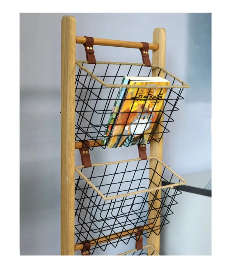 Home Floor Simple Storage Rack Household Living Room Kitchen Multi-functional Storage Shelves Metal Storage Shelves Snack Toys