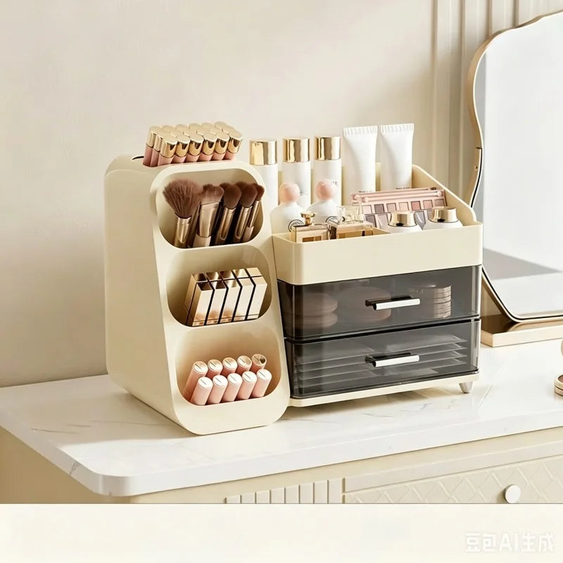 Boîte de rangement de cosmétiques, coiffeuse à domicile, rangement haut de gamme, grande et multifonctionnelle, compartimentée, pratique, nouvelle arrivée.